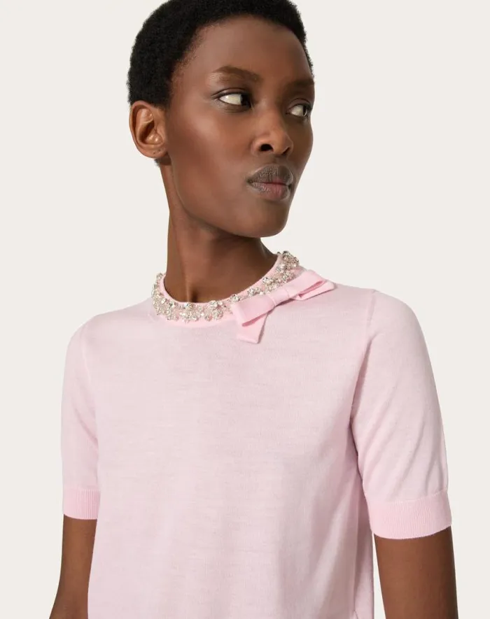 Valentino Knitwear Woman Embroidered Wool Sweater For Woman In Comfit Comfit