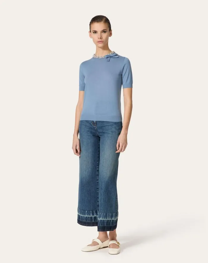 Valentino Knitwear Woman Embroidered Wool Sweater For Woman In Comfit Comfit