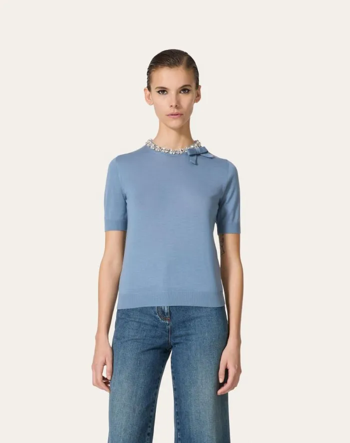 Valentino Knitwear Woman Embroidered Wool Sweater For Woman In Comfit Comfit