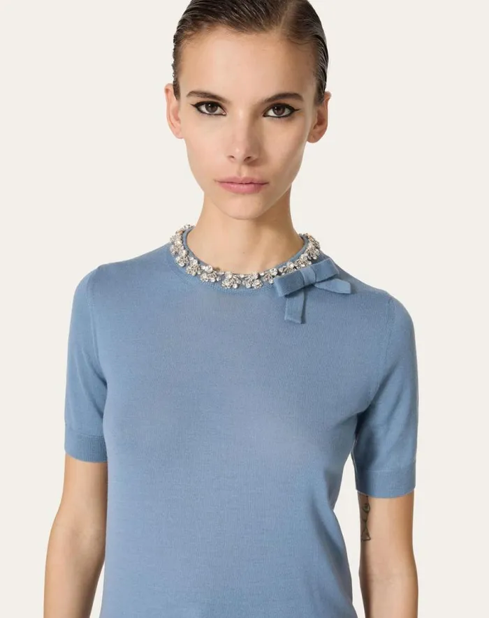 Valentino Knitwear Woman Embroidered Wool Sweater For Woman In Comfit Comfit