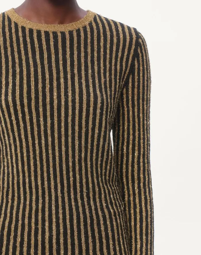 Valentino Knitwear Woman Lurex Sweater For Woman In Blackgold Blackgold Valentino Knitwear Woman Lurex Sweater For Woman In Blackgold Blackgold