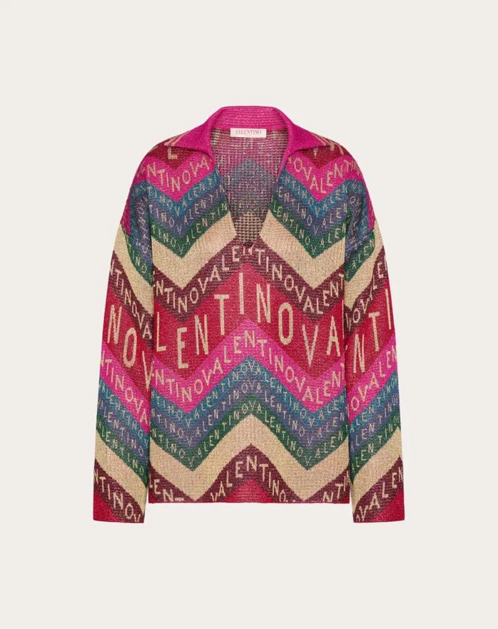 Valentino Knitwear Woman Valentino Chevron Lurex Sweater For Woman In Multicolor Multicolor