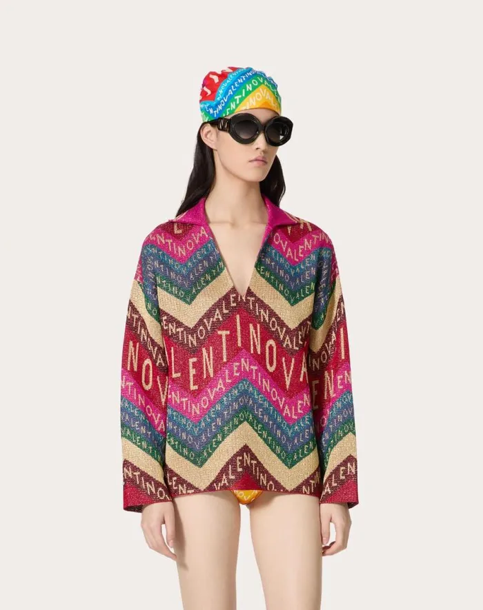 Valentino Knitwear Woman Valentino Chevron Lurex Sweater For Woman In Multicolor Multicolor Valentino Knitwear Woman Valentino Chevron Lurex Sweater For Woman In Multicolor Multicolor