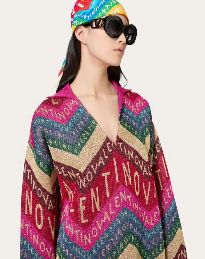 Valentino Knitwear Woman Valentino Chevron Lurex Sweater For Woman In Multicolor Multicolor Valentino Knitwear Woman Valentino Chevron Lurex Sweater For Woman In Multicolor Multicolor