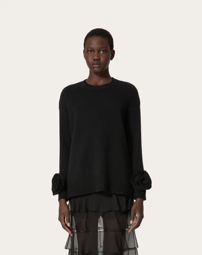 Valentino Knitwear Woman Wool Sweater For Woman In Black Black
