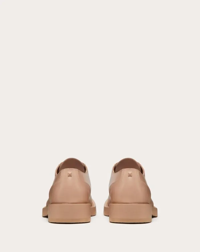 Valentino Laceups And Loafers Man Rockstud Essential Calf Leather Derby For Man In Rose Cannelle Rose Cannelle Valentino Laceups And Loafers Man Rockstud Essential Calf Leather Derby For Man In Rose Cannelle Rose Cannelle