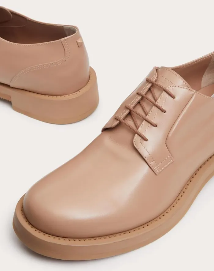 Valentino Laceups And Loafers Man Rockstud Essential Calf Leather Derby For Man In Rose Cannelle Rose Cannelle Valentino Laceups And Loafers Man Rockstud Essential Calf Leather Derby For Man In Rose Cannelle Rose Cannelle