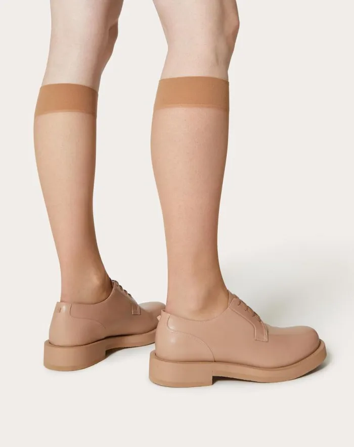 Valentino Laceups And Loafers Man Rockstud Essential Calf Leather Derby For Man In Rose Cannelle Rose Cannelle Valentino Laceups And Loafers Man Rockstud Essential Calf Leather Derby For Man In Rose Cannelle Rose Cannelle