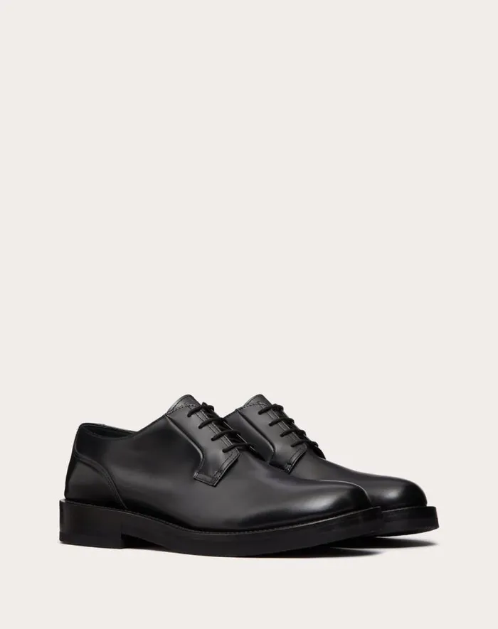 Valentino Laceups And Loafers Man Rockstud Essential Calf Leather Derby For Man In Rose Cannelle Rose Cannelle Valentino Laceups And Loafers Man Rockstud Essential Calf Leather Derby For Man In Rose Cannelle Rose Cannelle