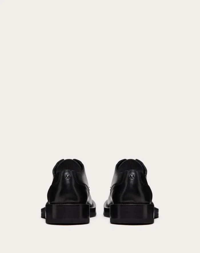 Valentino Laceups And Loafers Man Rockstud Essential Calf Leather Derby For Man In Rose Cannelle Rose Cannelle Valentino Laceups And Loafers Man Rockstud Essential Calf Leather Derby For Man In Rose Cannelle Rose Cannelle