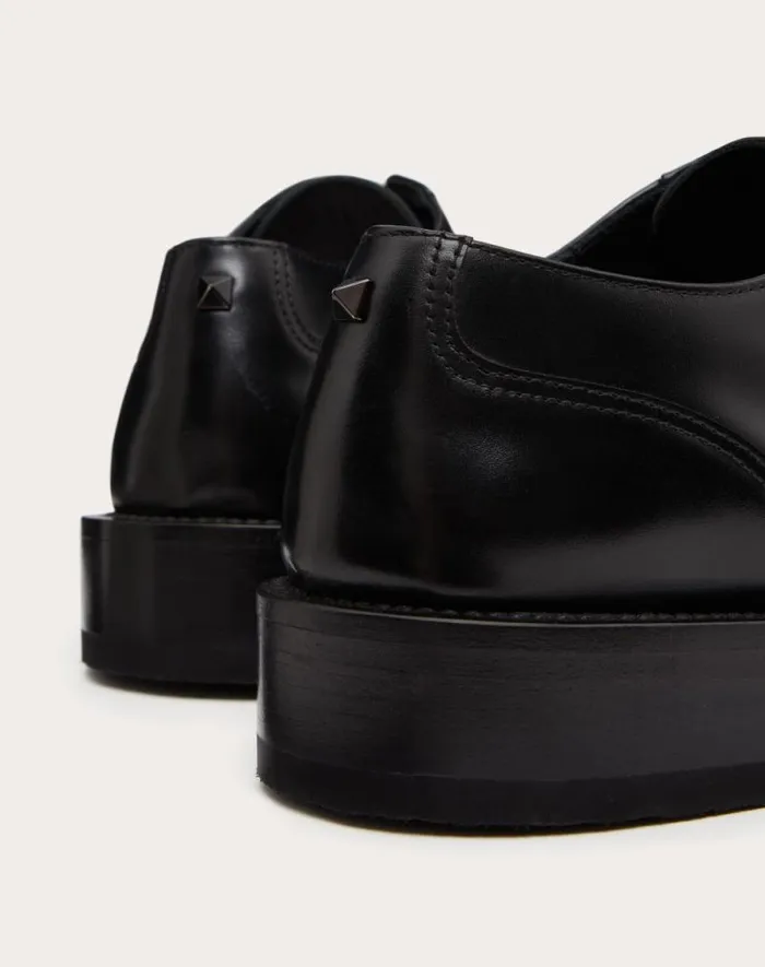 Valentino Laceups And Loafers Man Rockstud Essential Calf Leather Derby For Man In Rose Cannelle Rose Cannelle Valentino Laceups And Loafers Man Rockstud Essential Calf Leather Derby For Man In Rose Cannelle Rose Cannelle