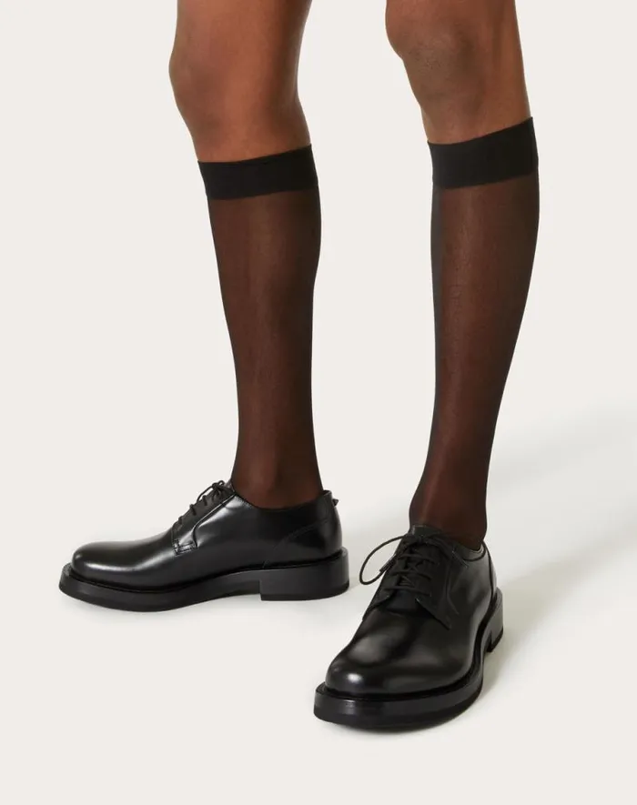 Valentino Laceups And Loafers Man Rockstud Essential Calf Leather Derby For Man In Rose Cannelle Rose Cannelle Valentino Laceups And Loafers Man Rockstud Essential Calf Leather Derby For Man In Rose Cannelle Rose Cannelle
