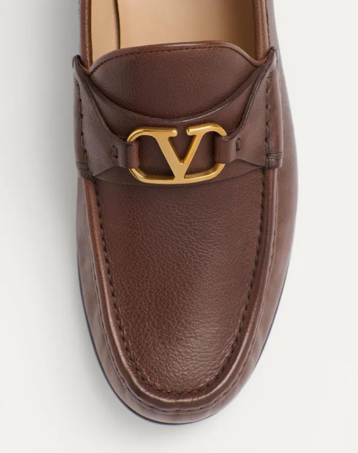 Valentino Laceups And Loafers Man Vlogo Signature Buffalo Loafer For Man In Bark Brown Bark Brown Valentino Laceups And Loafers Man Vlogo Signature Buffalo Loafer For Man In Bark Brown Bark Brown