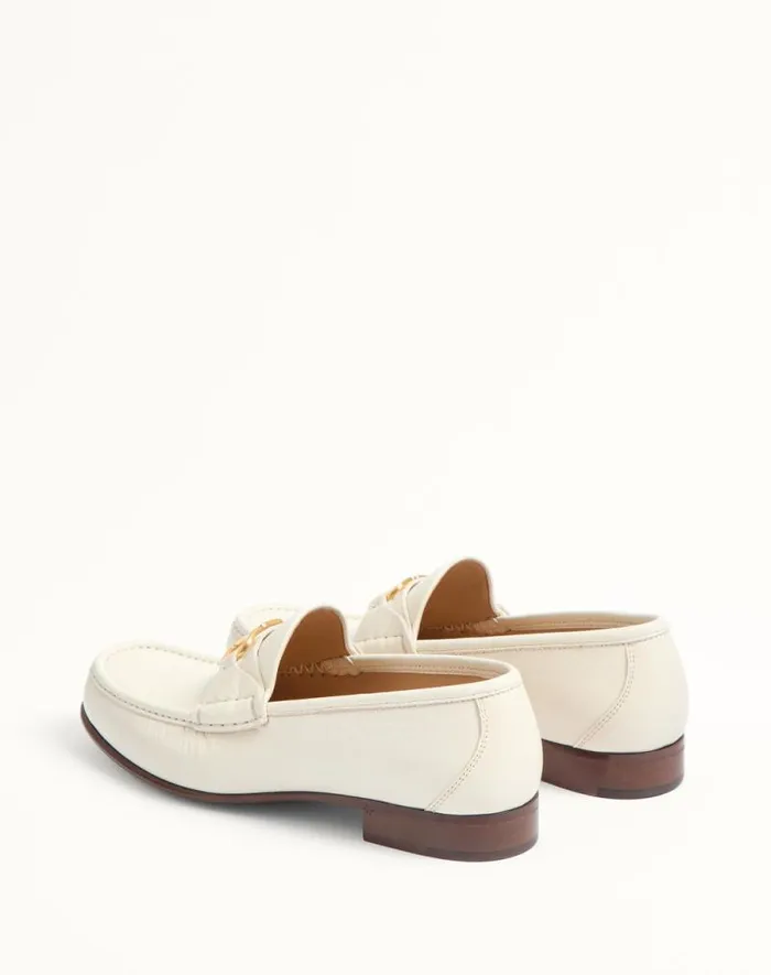 Valentino Laceups And Loafers Man Vlogo Signature Kidskin Moccasin For Man In Ivory Ivory