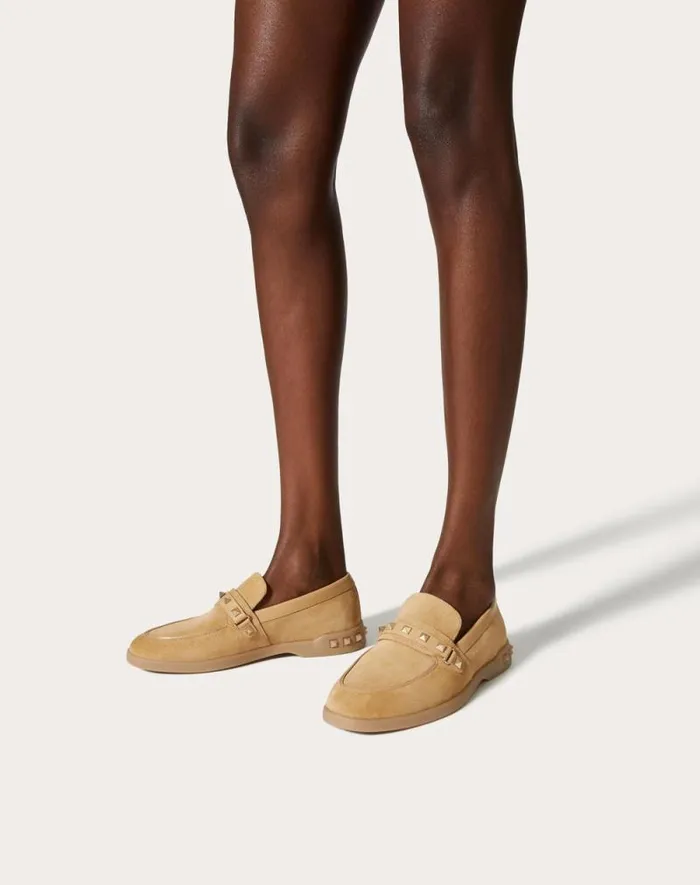 Valentino Loafers And Oxfords Woman Leisure Flows Split Leather Loafer For Woman In Cappuccino Cappuccino