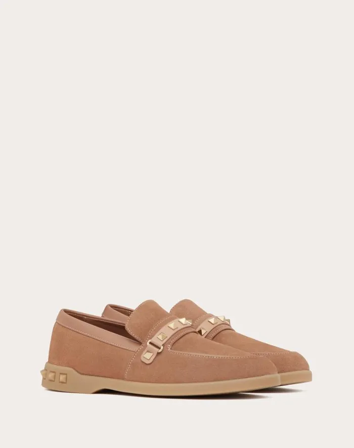 Valentino Loafers And Oxfords Woman Leisure Flows Split Leather Loafer For Woman In Cappuccino Cappuccino