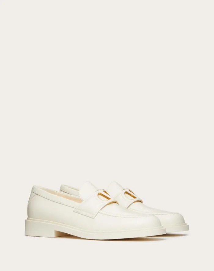 Valentino Loafers And Oxfords Woman Vlogo Signature Calfskin Loafer For Woman In Ivory Ivory