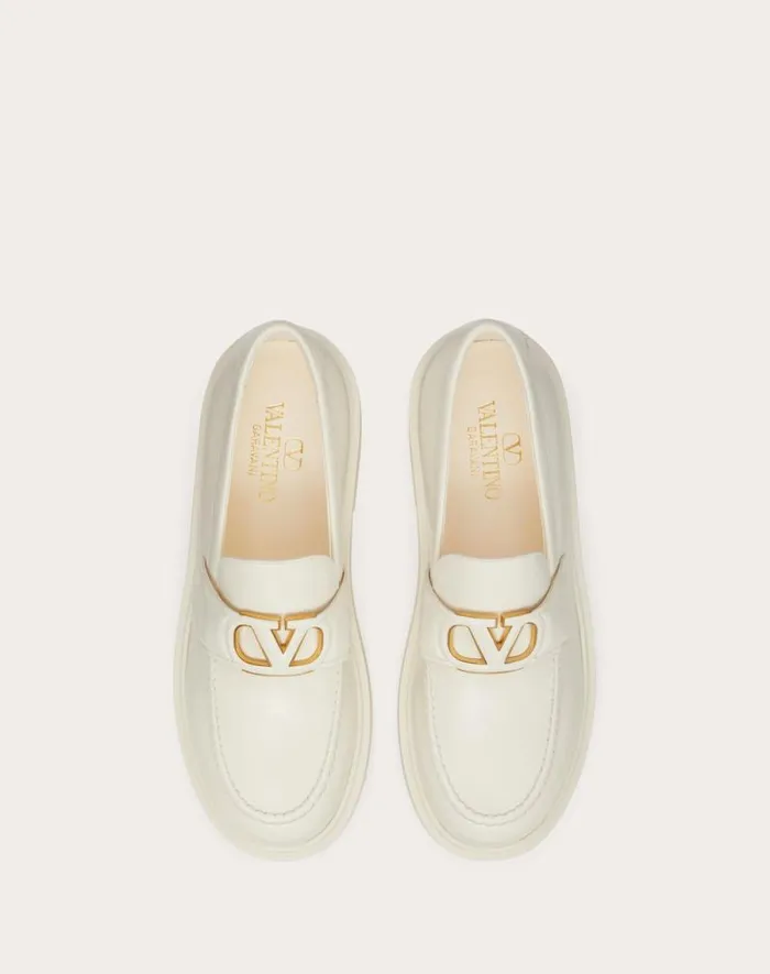 Valentino Loafers And Oxfords Woman Vlogo Signature Calfskin Loafer For Woman In Ivory Ivory