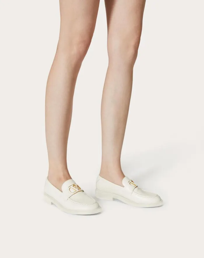 Valentino Loafers And Oxfords Woman Vlogo Signature Calfskin Loafer For Woman In Ivory Ivory