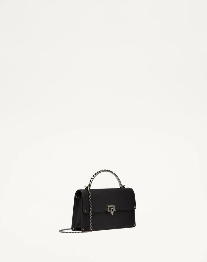 Valentino Mini Bags Woman Mini Rockstud Calfskin Handbag For Woman In Black Black Valentino Mini Bags Woman Mini Rockstud Calfskin Handbag For Woman In Black Black