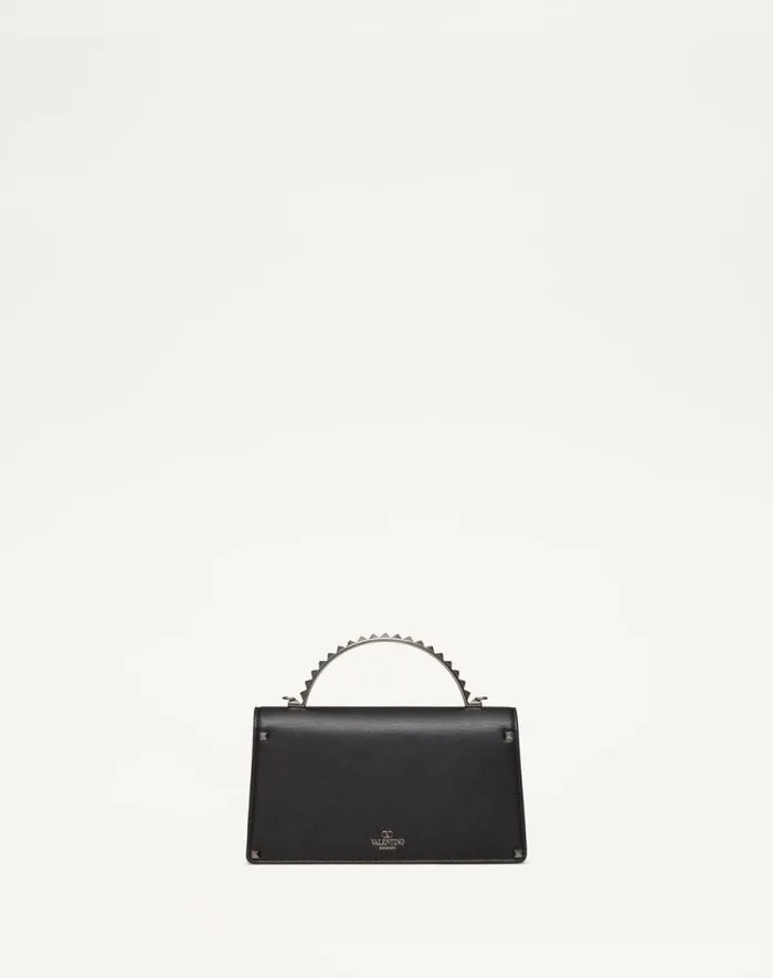 Valentino Mini Bags Woman Mini Rockstud Calfskin Handbag For Woman In Black Black Valentino Mini Bags Woman Mini Rockstud Calfskin Handbag For Woman In Black Black