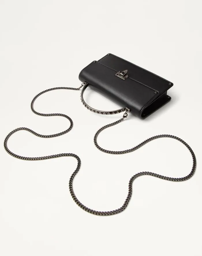 Valentino Mini Bags Woman Mini Rockstud Calfskin Handbag For Woman In Black Black Valentino Mini Bags Woman Mini Rockstud Calfskin Handbag For Woman In Black Black