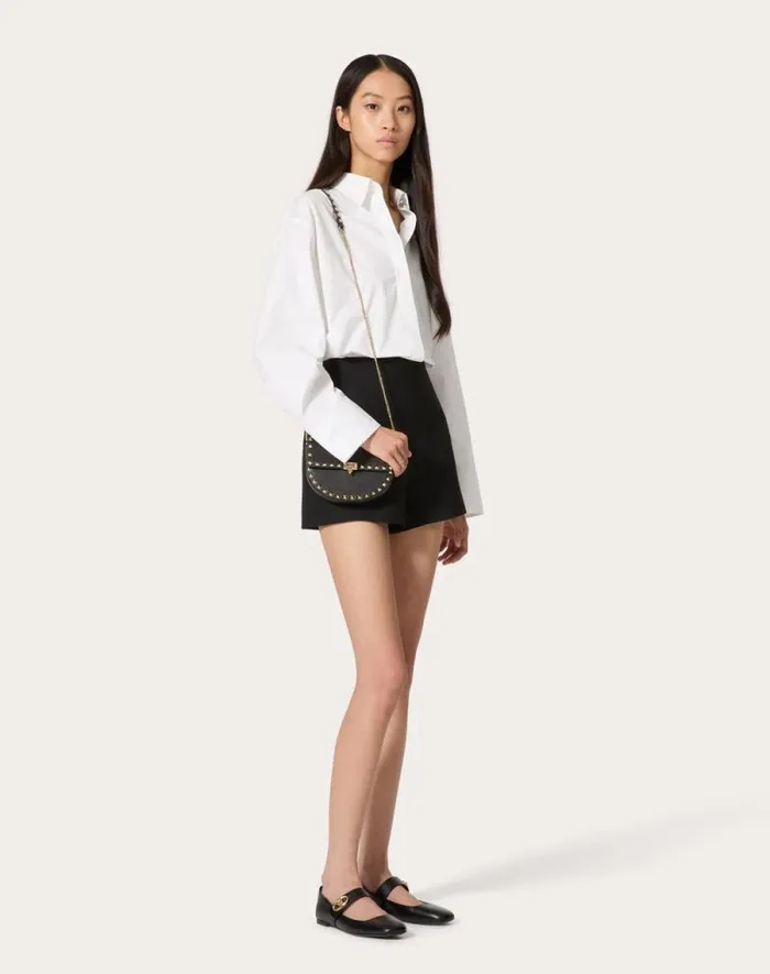 Valentino Mini Bags Woman Mini Rockstud Crossbody Bag In Grainy Calfskin For Woman In Black Black Valentino Mini Bags Woman Mini Rockstud Crossbody Bag In Grainy Calfskin For Woman In Black Black