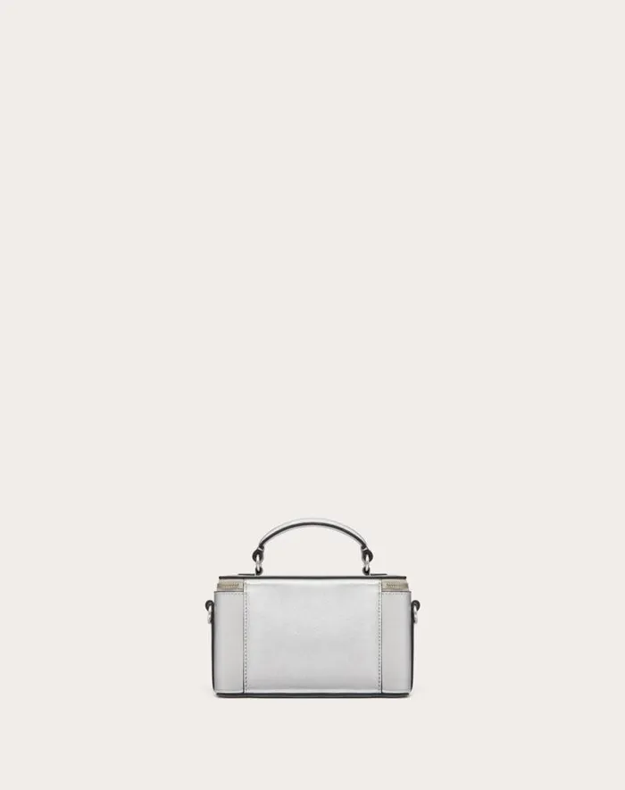 Valentino Mini Bags Woman Mini Valentino Garavani Loc Handbag In Metallic Calfskin For Woman In Silver Silver Valentino Mini Bags Woman Mini Valentino Garavani Loc Handbag In Metallic Calfskin For Woman In Silver Silver