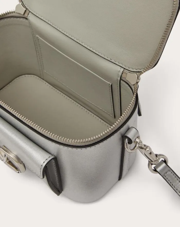 Valentino Mini Bags Woman Mini Valentino Garavani Loc Handbag In Metallic Calfskin For Woman In Silver Silver Valentino Mini Bags Woman Mini Valentino Garavani Loc Handbag In Metallic Calfskin For Woman In Silver Silver