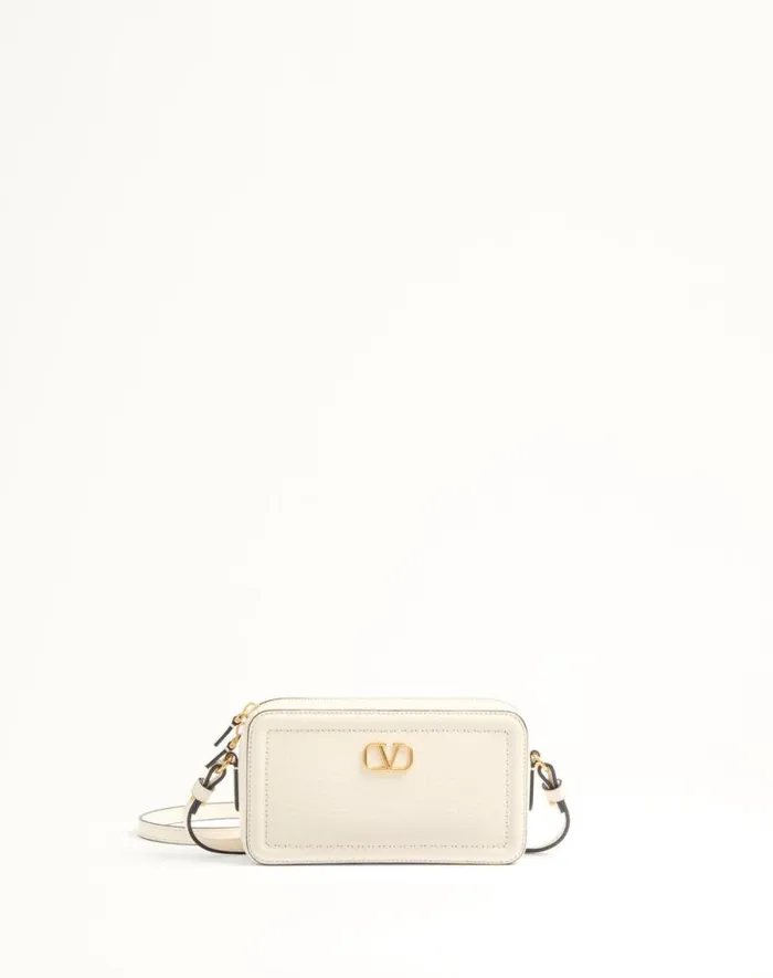 Valentino Mini Bags Woman Valentino Garavani Alltime Mini Shoulder Bag In Grainy Calfskin For Woman In Ivory Ivory