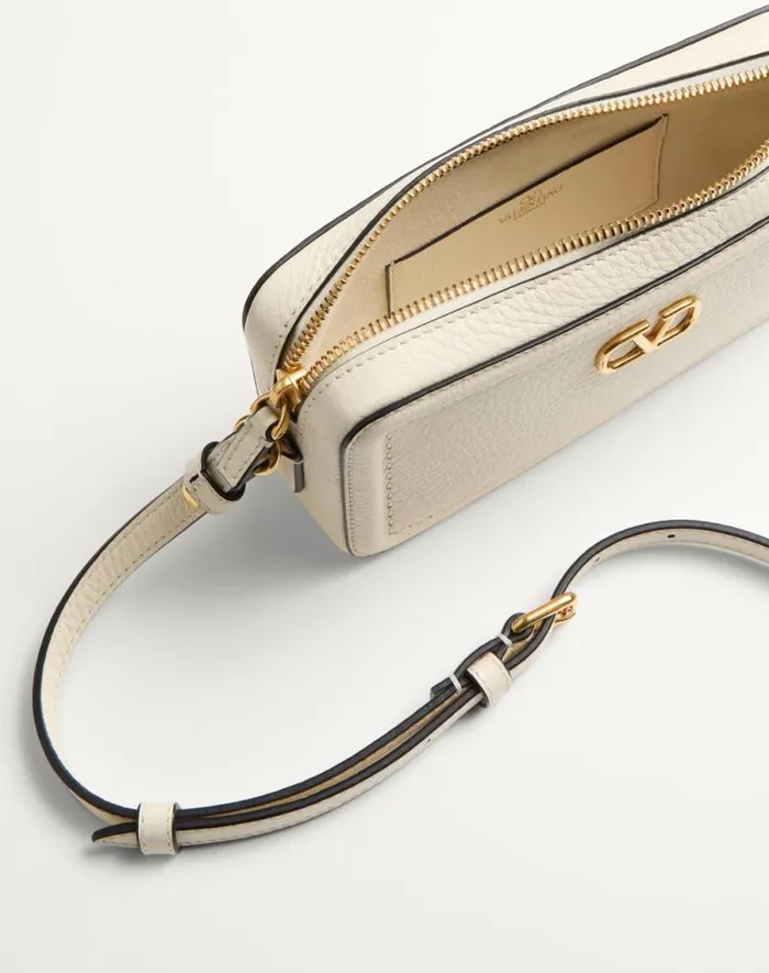 Valentino Mini Bags Woman Valentino Garavani Alltime Mini Shoulder Bag In Grainy Calfskin For Woman In Ivory Ivory