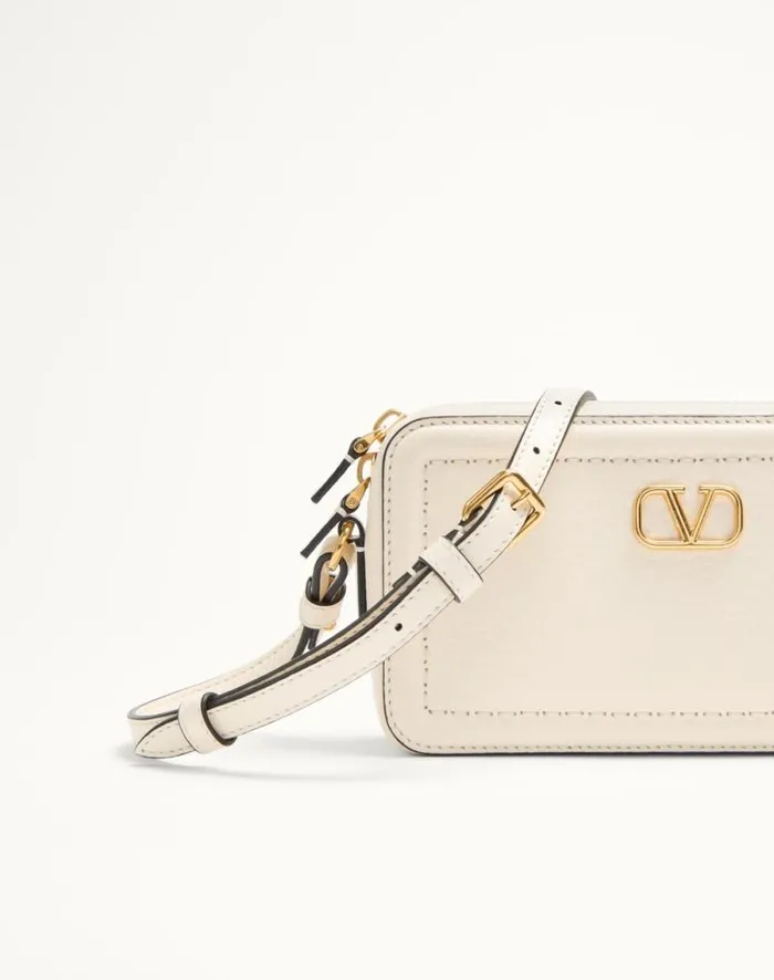 Valentino Mini Bags Woman Valentino Garavani Alltime Mini Shoulder Bag In Grainy Calfskin For Woman In Ivory Ivory