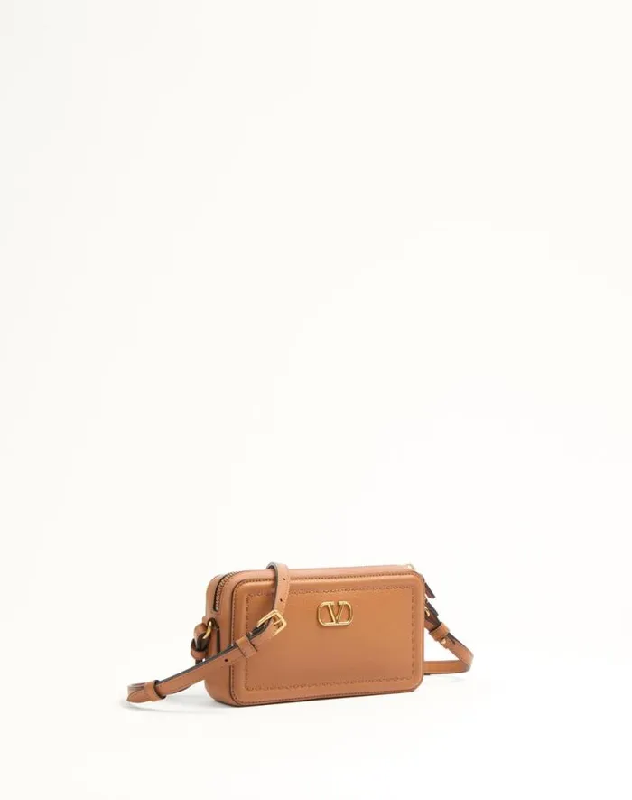 Valentino Mini Bags Woman Valentino Garavani Alltime Mini Shoulder Bag In Grainy Calfskin For Woman In Ivory Ivory