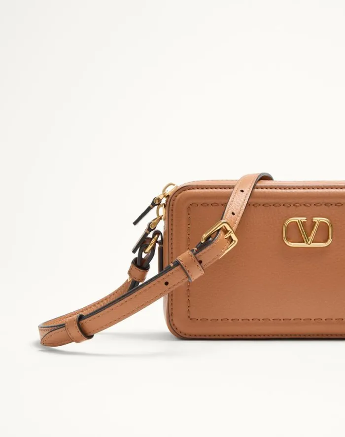 Valentino Mini Bags Woman Valentino Garavani Alltime Mini Shoulder Bag In Grainy Calfskin For Woman In Ivory Ivory