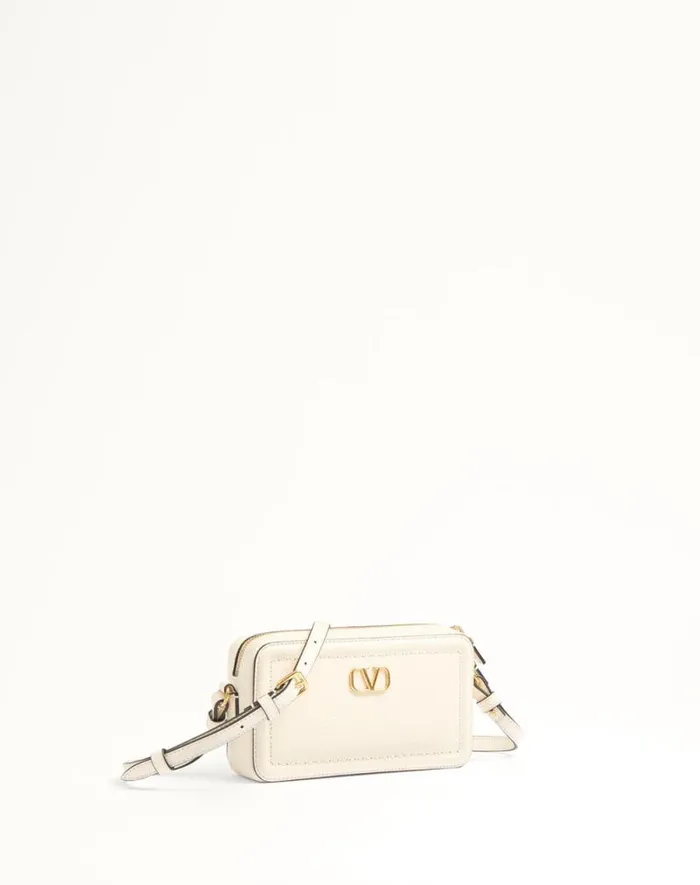 Valentino Mini Bags Woman Valentino Garavani Alltime Mini Shoulder Bag In Grainy Calfskin For Woman In Ivory Ivory
