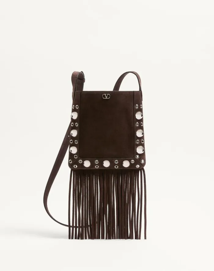 Valentino Mini Bags Woman Valentino Garavani Nellcte Small Shoulder Bag In Suede With Fringes For Woman In Testa Di Moro Testa Di Moro Valentino Mini Bags Woman Valentino Garavani Nellcte Small Shoulder Bag In Suede With Fringes For Woman In Testa Di Moro Testa Di Moro