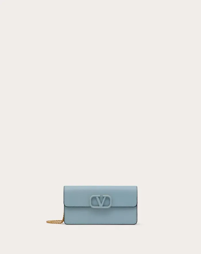 Valentino Mini Bags Woman Vlogo Signature Grainy Calfskin Wallet With Chain For Woman In Black Black Valentino Mini Bags Woman Vlogo Signature Grainy Calfskin Wallet With Chain For Woman In Black Black