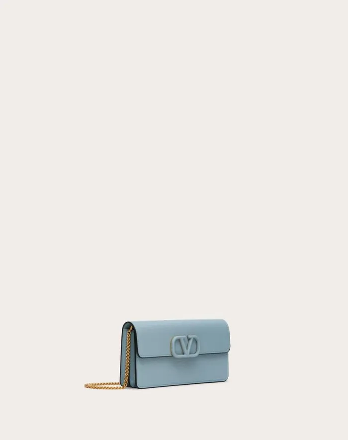 Valentino Mini Bags Woman Vlogo Signature Grainy Calfskin Wallet With Chain For Woman In Black Black Valentino Mini Bags Woman Vlogo Signature Grainy Calfskin Wallet With Chain For Woman In Black Black