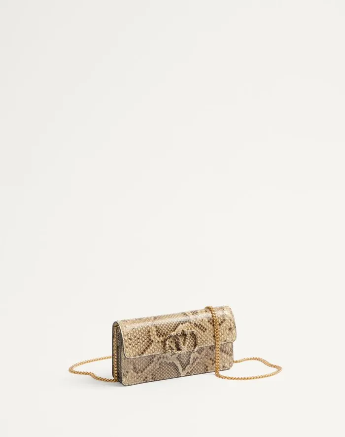 Valentino Mini Bags Woman Vlogo Signature Python Chain Wallet For Woman In Ivory Ivory Valentino Mini Bags Woman Vlogo Signature Python Chain Wallet For Woman In Ivory Ivory