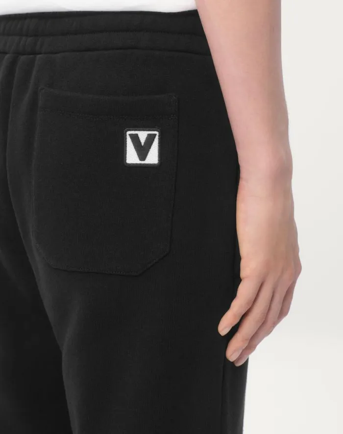 Valentino Pants And Shorts Man Cotton Jogging Pants With Chez Valentino Patch For Man In Black Black Valentino Pants And Shorts Man Cotton Jogging Pants With Chez Valentino Patch For Man In Black Black