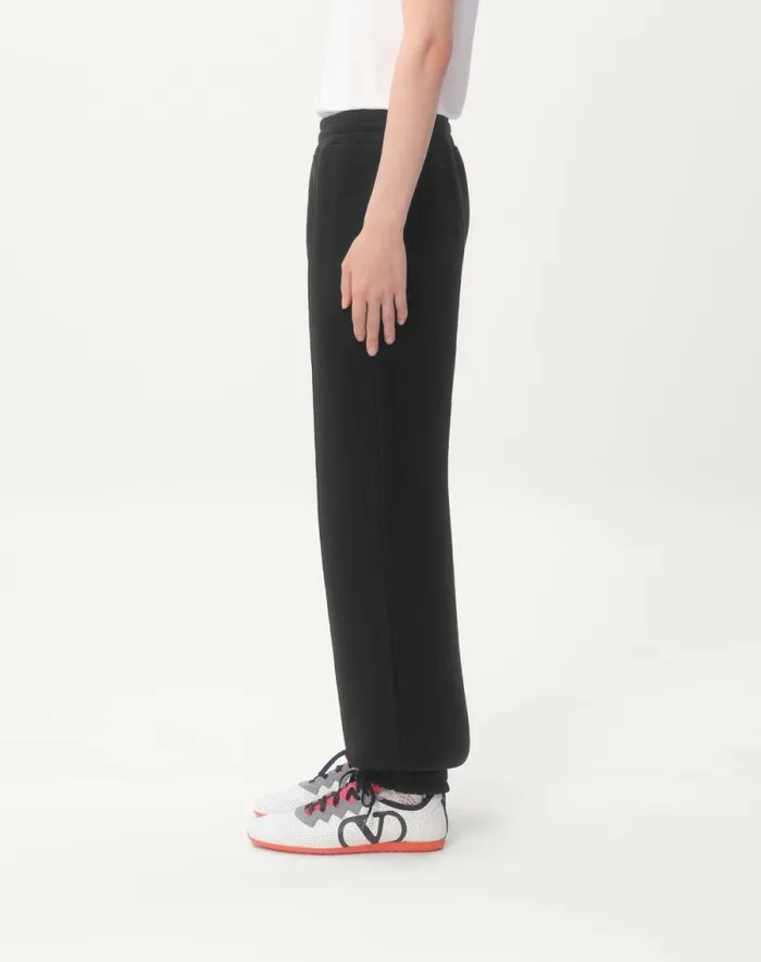 Valentino Pants And Shorts Man Cotton Jogging Pants With Chez Valentino Patch For Man In Black Black Valentino Pants And Shorts Man Cotton Jogging Pants With Chez Valentino Patch For Man In Black Black