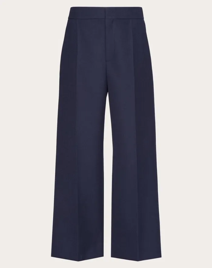 Valentino Pants And Shorts Man Technical Wool Pants For Man In Navy Navy