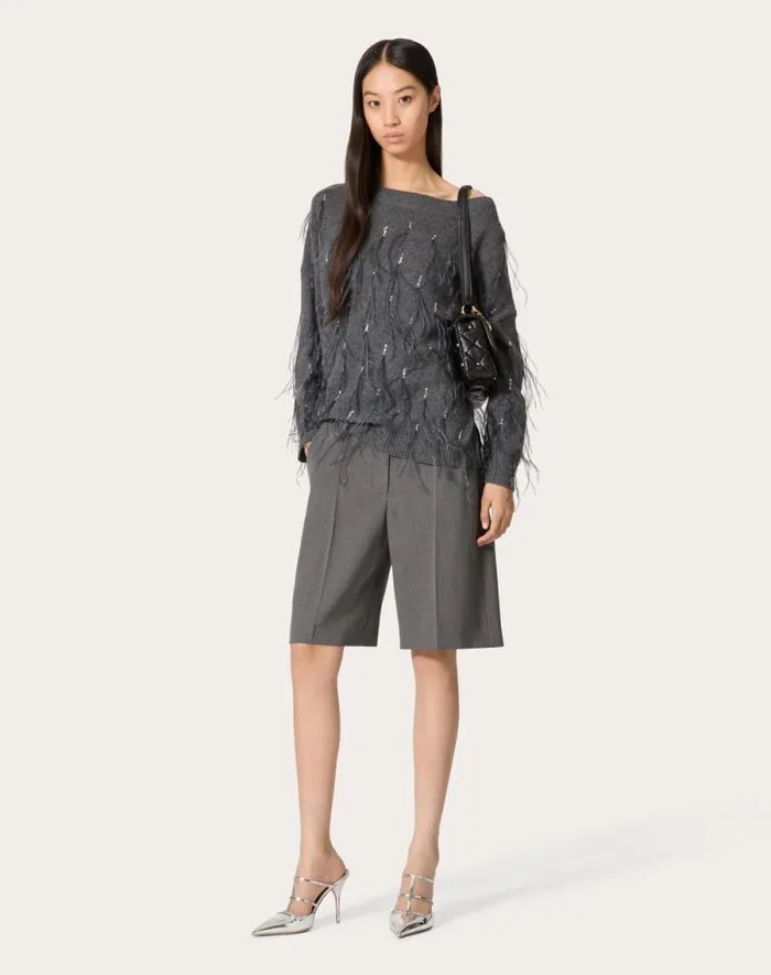 Valentino Pants And Shorts Woman Active Gabardine Bermuda Shorts For Woman In Grey Grey Valentino Pants And Shorts Woman Active Gabardine Bermuda Shorts For Woman In Grey Grey