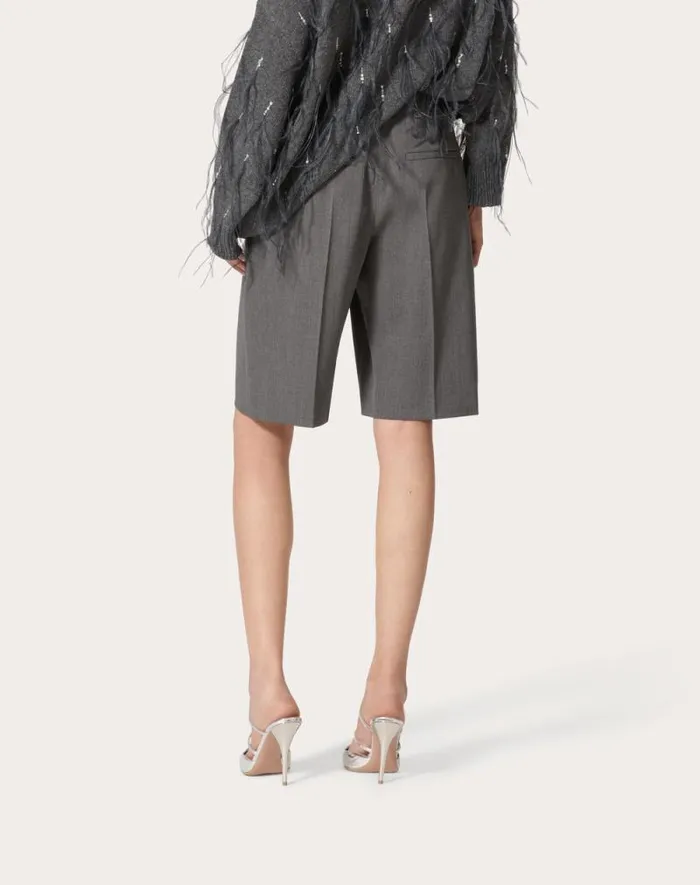 Valentino Pants And Shorts Woman Active Gabardine Bermuda Shorts For Woman In Grey Grey Valentino Pants And Shorts Woman Active Gabardine Bermuda Shorts For Woman In Grey Grey