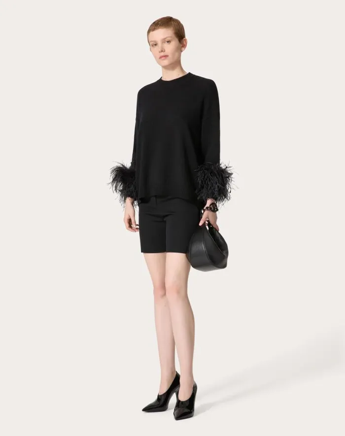 Valentino Pants And Shorts Woman Grisaille Bermuda Shorts For Woman In Black Black