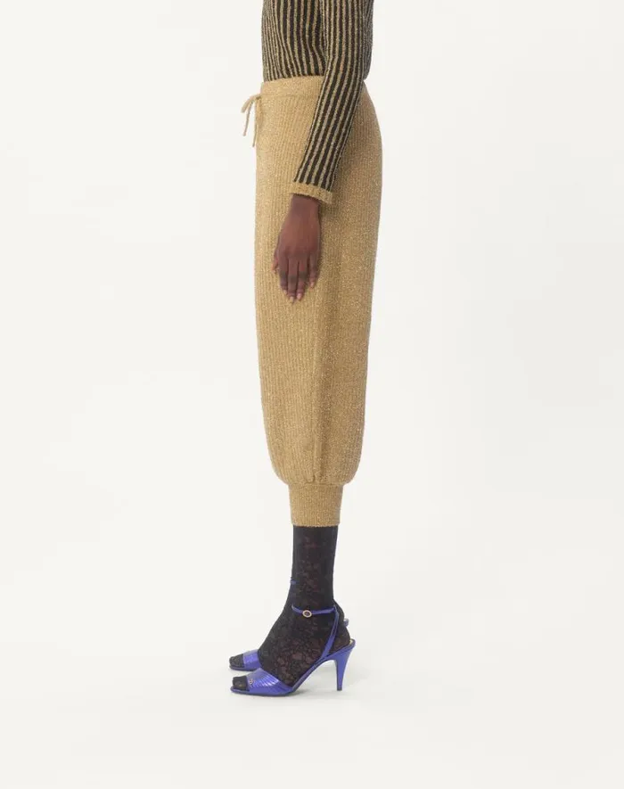 Valentino Pants And Shorts Woman Lurex Knit Pants For Woman In Gold Gold Valentino Pants And Shorts Woman Lurex Knit Pants For Woman In Gold Gold