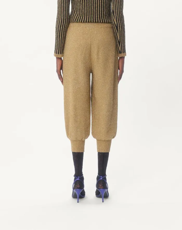Valentino Pants And Shorts Woman Lurex Knit Pants For Woman In Gold Gold Valentino Pants And Shorts Woman Lurex Knit Pants For Woman In Gold Gold