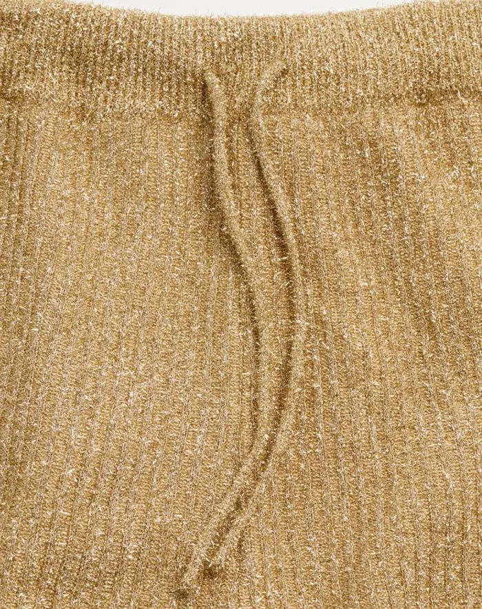 Valentino Pants And Shorts Woman Lurex Knit Pants For Woman In Gold Gold Valentino Pants And Shorts Woman Lurex Knit Pants For Woman In Gold Gold