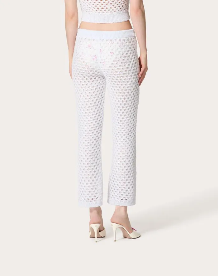 Valentino Pants And Shorts Woman Viscose Lurex And Sequin Pants For Woman In White White Valentino Pants And Shorts Woman Viscose Lurex And Sequin Pants For Woman In White White