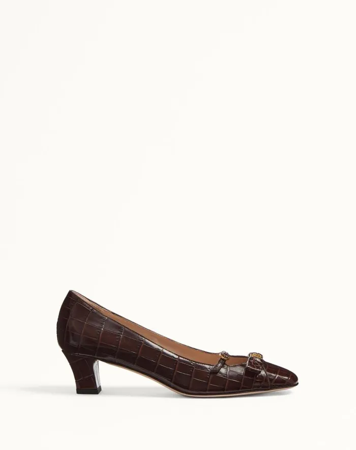 Valentino Pumps Woman Bowow Dcollet In Printed Calfskin 45mm For Woman In Brown Brown Valentino Pumps Woman Bowow Dcollet In Printed Calfskin 45mm For Woman In Brown Brown